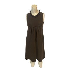Milly New York Brown Knit Pom pom neck Dress Small